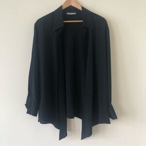 Emporio Armani Black Silk Blend Open Front Collared Cardigan size 38/8